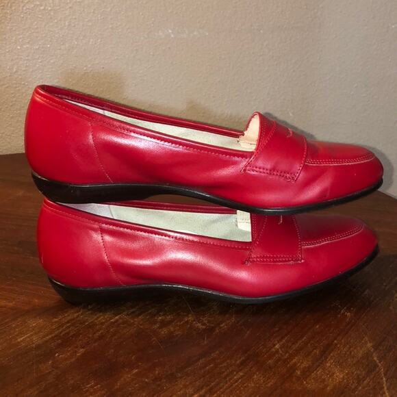 Johansen Preppy Academia Studious Preppy Academia Red Leather Penny Loafers - Picture 6 of 10